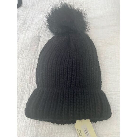 NWT HatAttack Bryce Knit Beanie Black Removable Pom - Picture 1 of 9